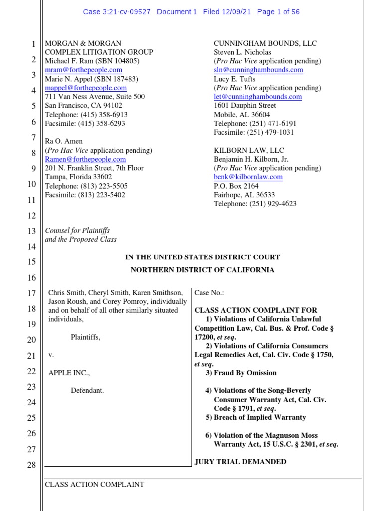 Smith v. Apple Class Action Lawsuit PDF Apple Inc. Apple Watch