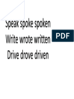 Speak Spoke Spoken Write Wrote Written Drive Drove Driven