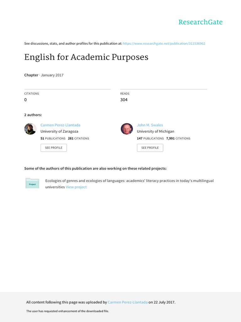 English for Academic Purposes Overview | PDF | Linguistics | Literacy