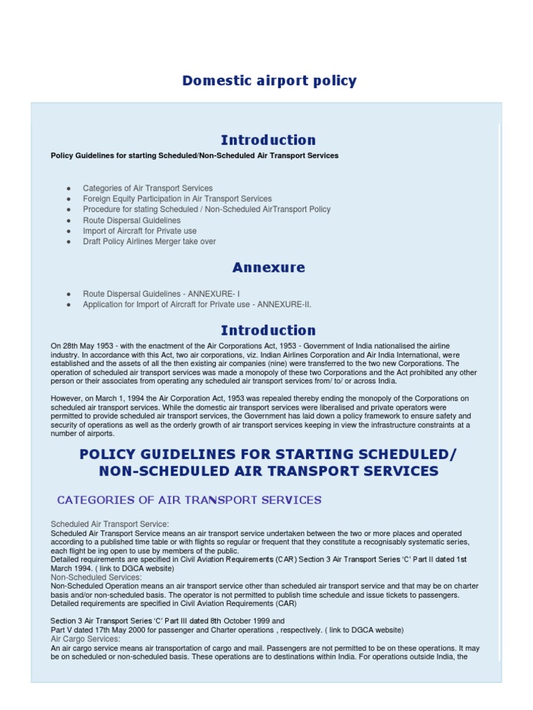 Domestic Air Transport Pdf Airlines Aerospace