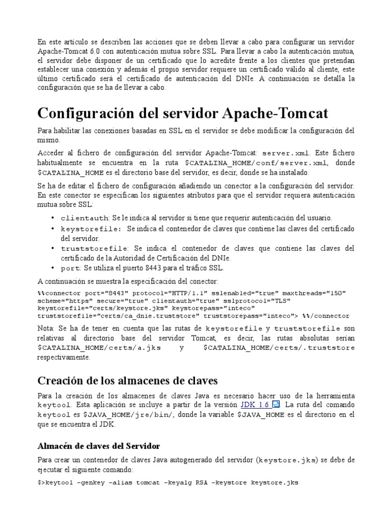 Configuración SSL en Apache Tomcat 6.0 | PDF | Transport Layer Security ...