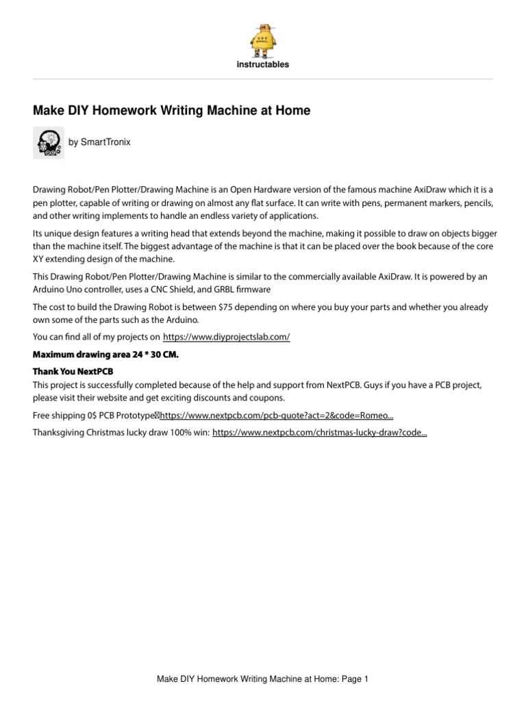 Make DIY Homework Writing Machine at Home PDF Electric Motor Arduino