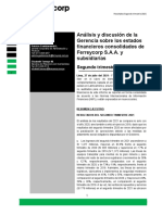 Análisis y Discusión de La Gerencia Sobre Los Estados Financieros Consolidados de Ferreycorp S.A.A. y Subsidiarias