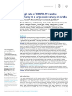 A High Rate of COVID-19 Vaccine Hesitancy in A Large-Scale Survey On Arabs