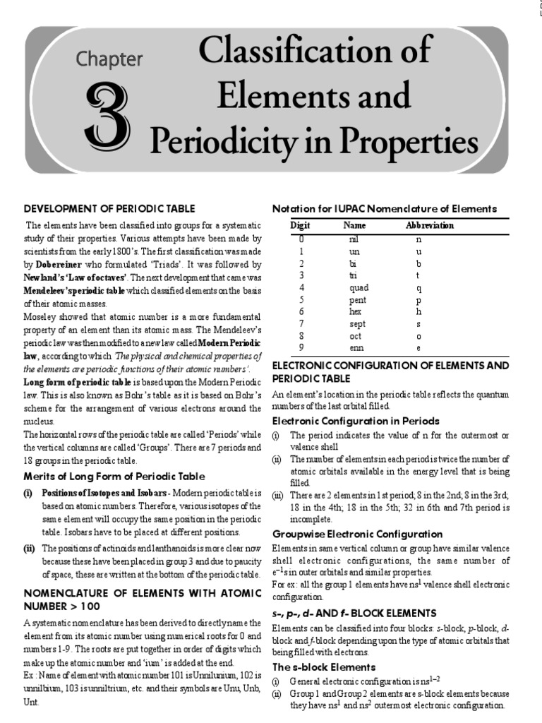 Classplusapp - NEET CHEM-Ch 3 | PDF | Ion | Periodic Table