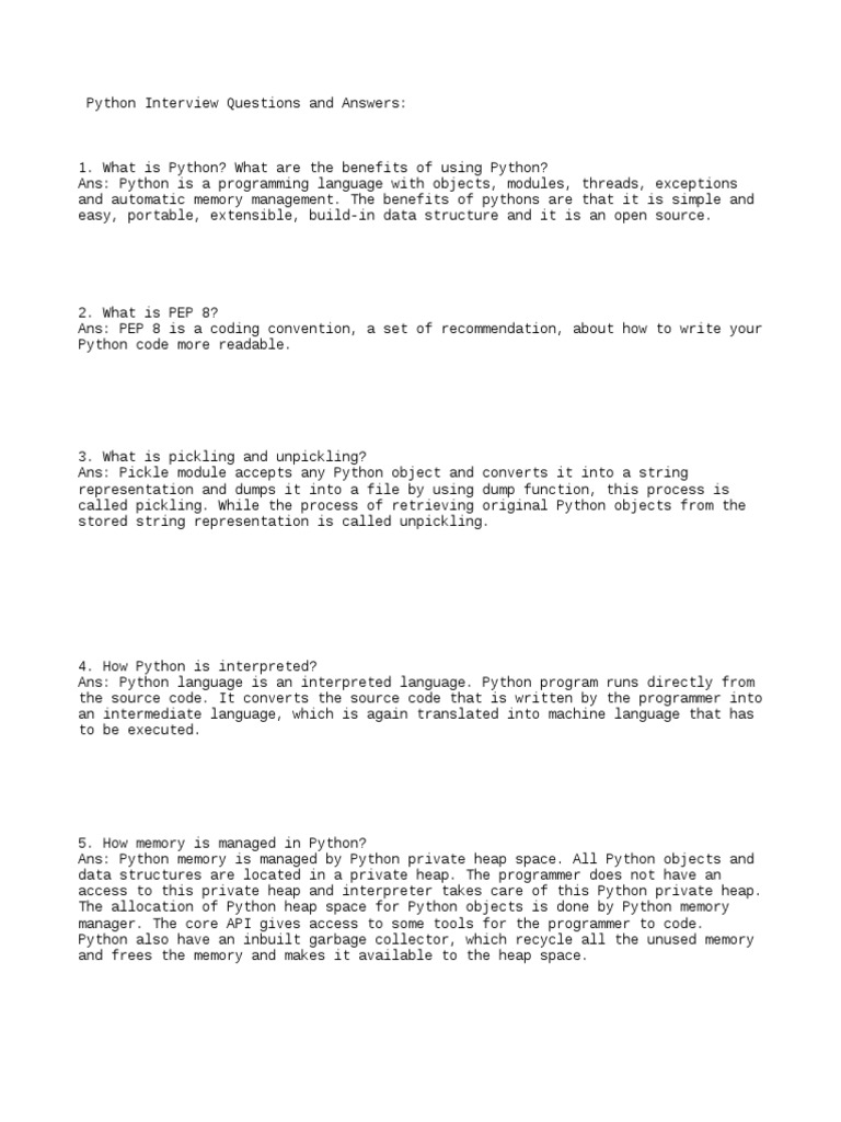 300 Python Interview Questions and Solutions | PDF | Python ...