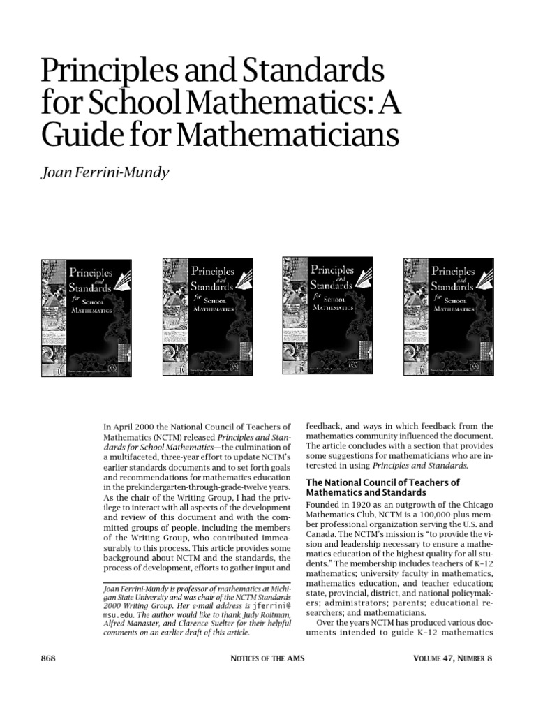 NCTM 2000 Principles and Standards Overview | PDF | National Council Of ...