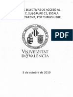 0119 - Universidad de Valencia - Acceso Libre - Subgrupo C1 - 2019-1
