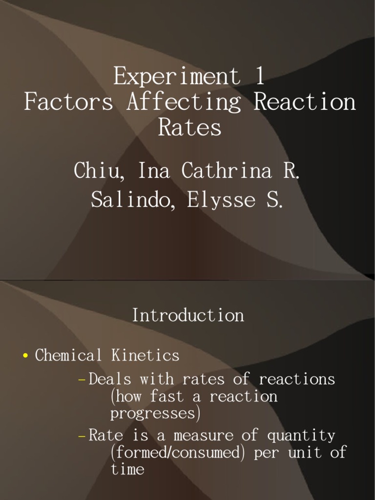 Factors Influencing Reaction Rates | PDF | Reaction Rate | Chemical ...