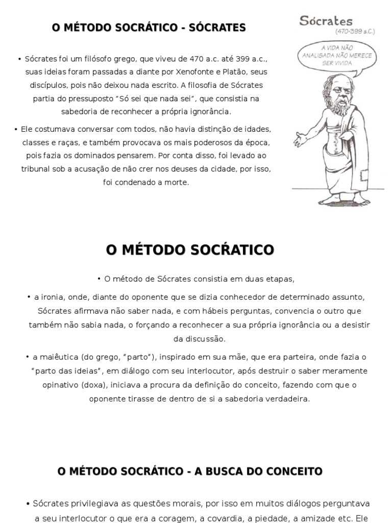 O Método Socrático: A Ironia e a Maiêutica na Busca da Sabedoria | PDF
