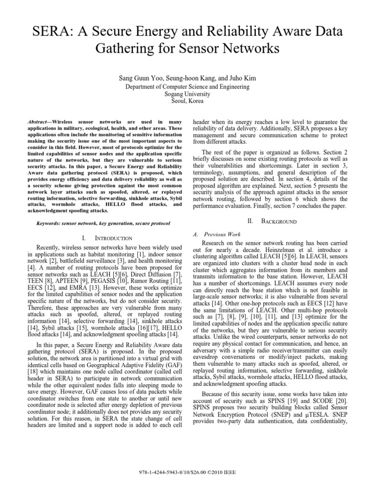 SERA: A Secure Energy and Reliability Aware Data Gathering For Sensor ...