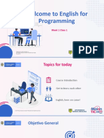 Welcome To English For Programming: Week 1 Class 1