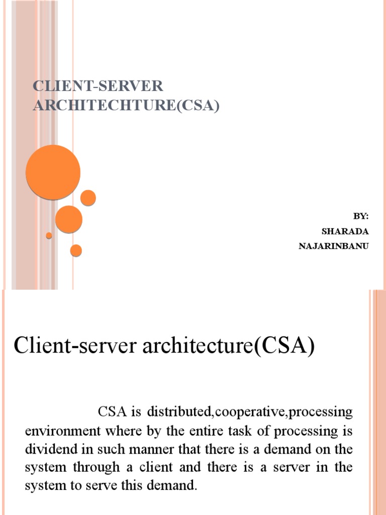 Overview of Client-Server Architecture | PDF | Client–Server Model ...