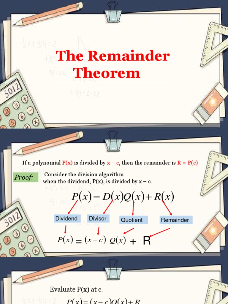 L3 Remainder and Factor Theorem | PDF | Division (Mathematics ...