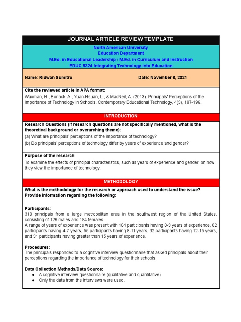 Educ 5324-Article Review-Ridwan Sumitro | PDF