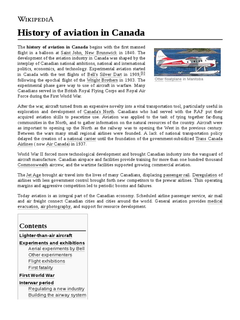 Canadian Aviation History Overview | PDF | Airlines | Transport