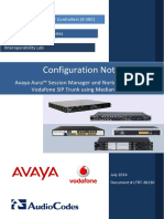 LTRT 38130 Mediant e SBC For Vodafone Sip Trunk With Avaya Aura Configuration Note