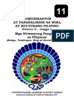 Filipino11 q2 CLAS1 Sitwasyong-PangwikaRadyoTelebisyonBlogatSocial-Media