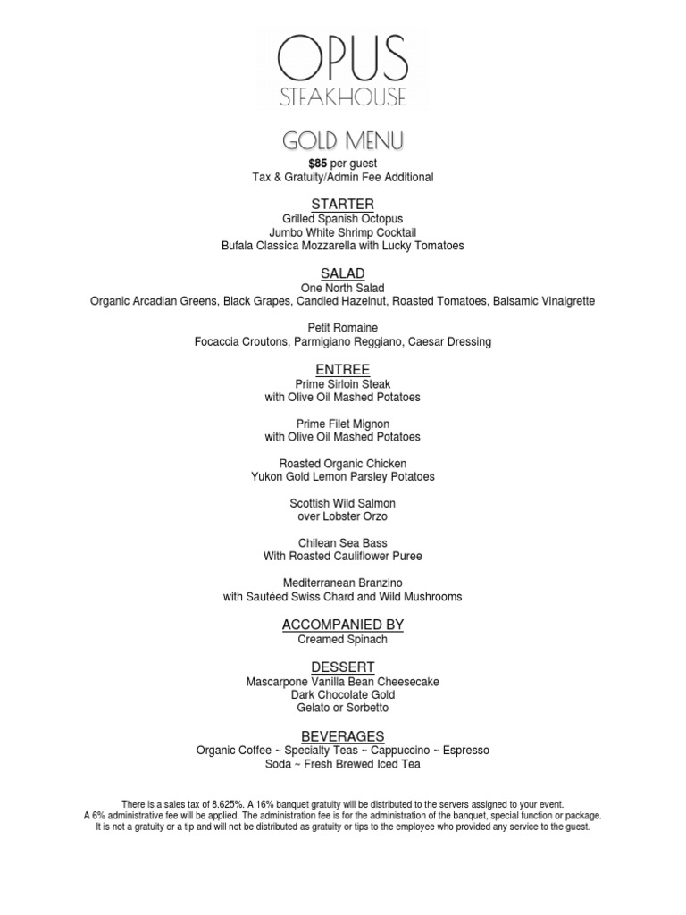 Opus Gold Menu 2020 (3849) | PDF | Salad | Foods
