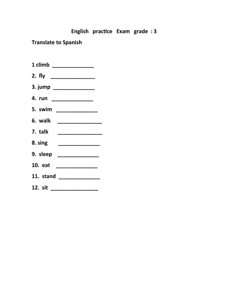 English Practice Exam Grade 3 | PDF