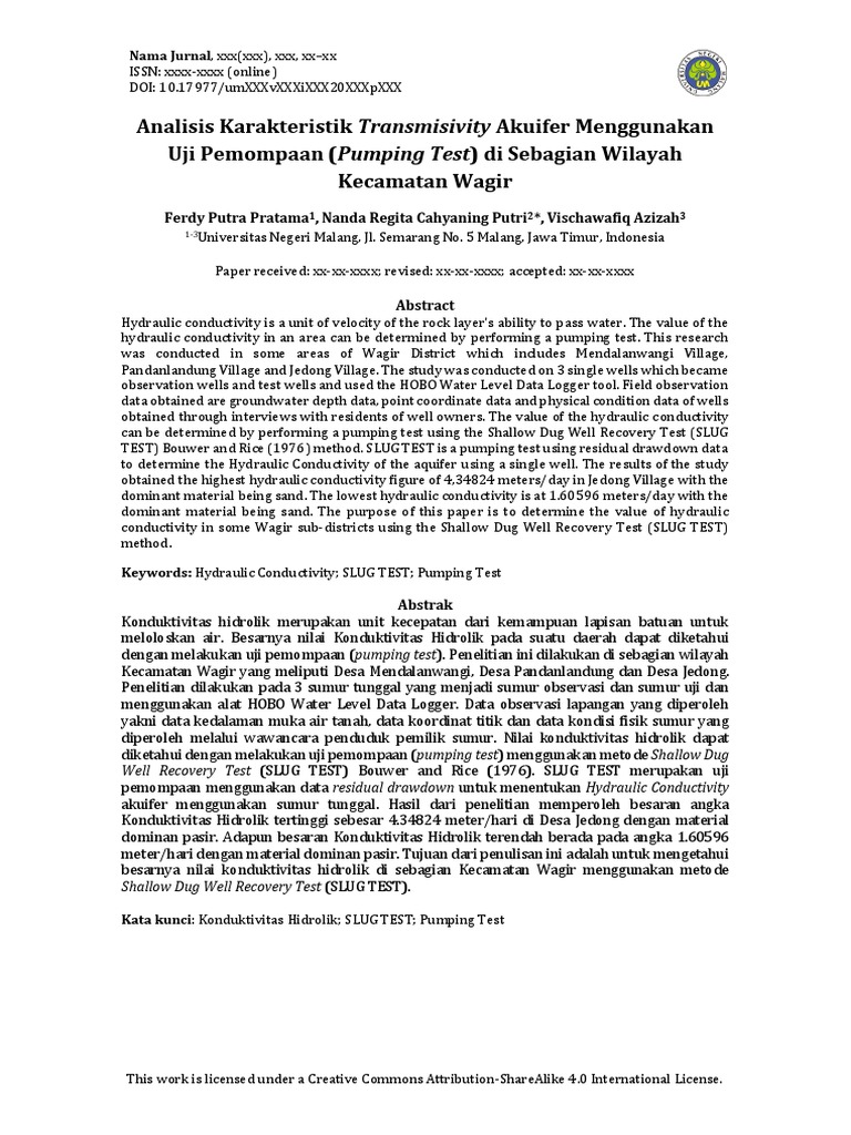 Kelompok 11-Acara4-Uji Pumping Test Menggunakan Metode SLUG TEST | PDF