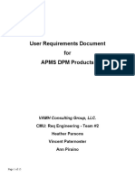 User Requirements Document For APMS DPM Products: VAMH Consulting Group, LLC