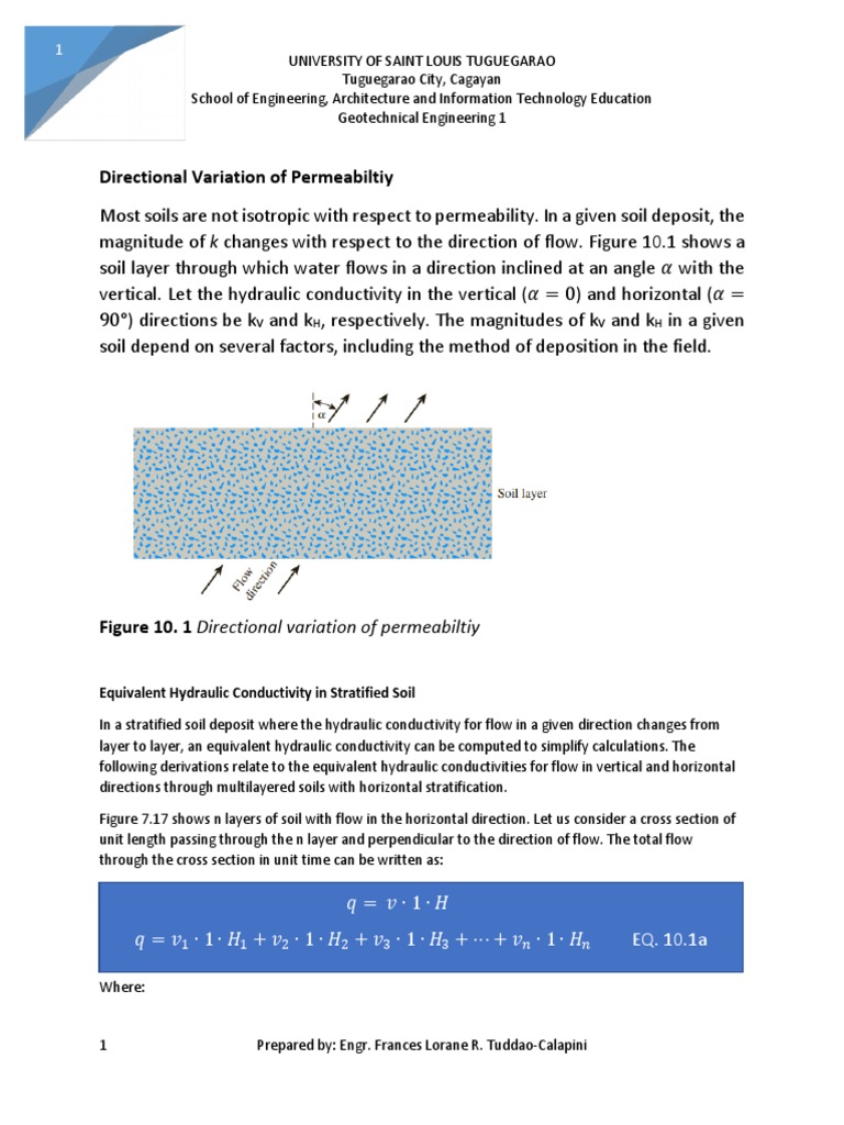 Directional Variation of Soil Permeability | PDF | Applied And ...