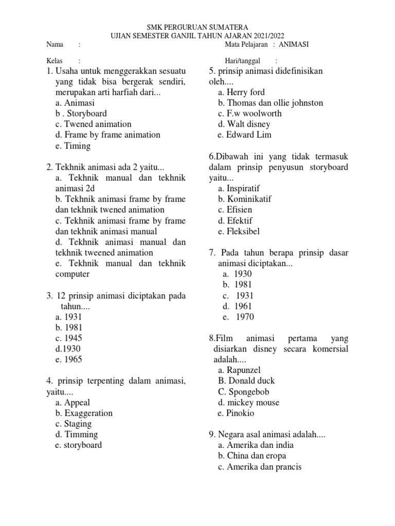 Soal Animasi Xi SMK | PDF