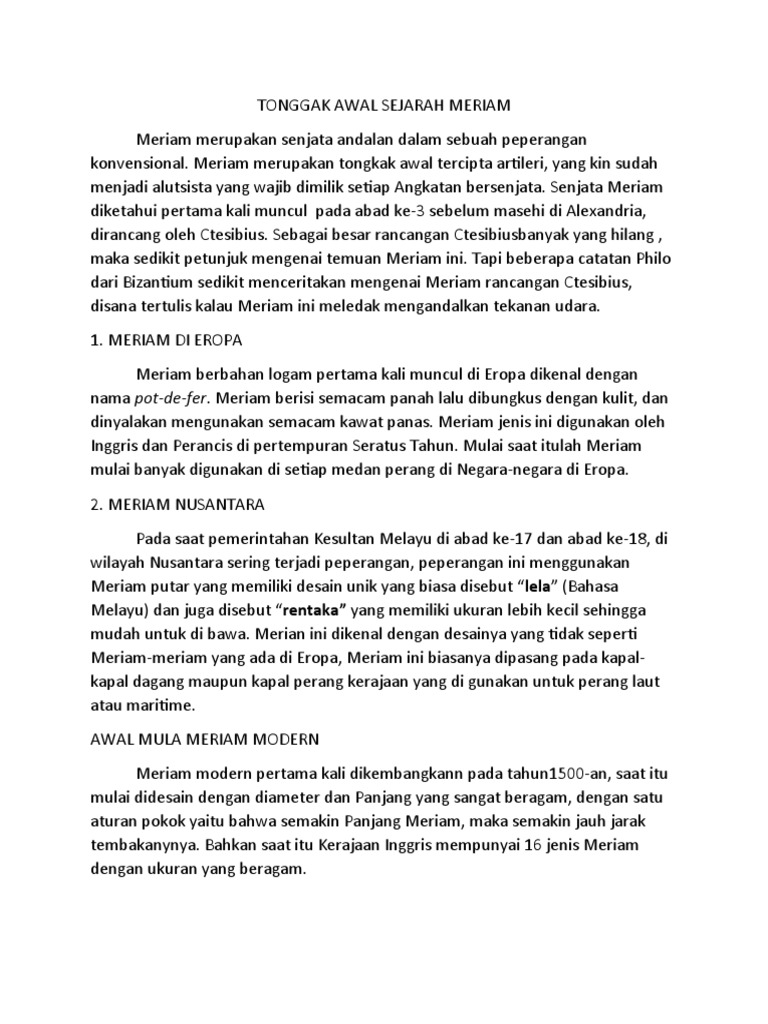 Tonggak Awal Sejarah Meriam | PDF