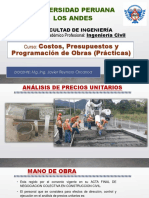 Análisis de precios unitarios de mano de obra, equipo y maquinaria en construcción civil