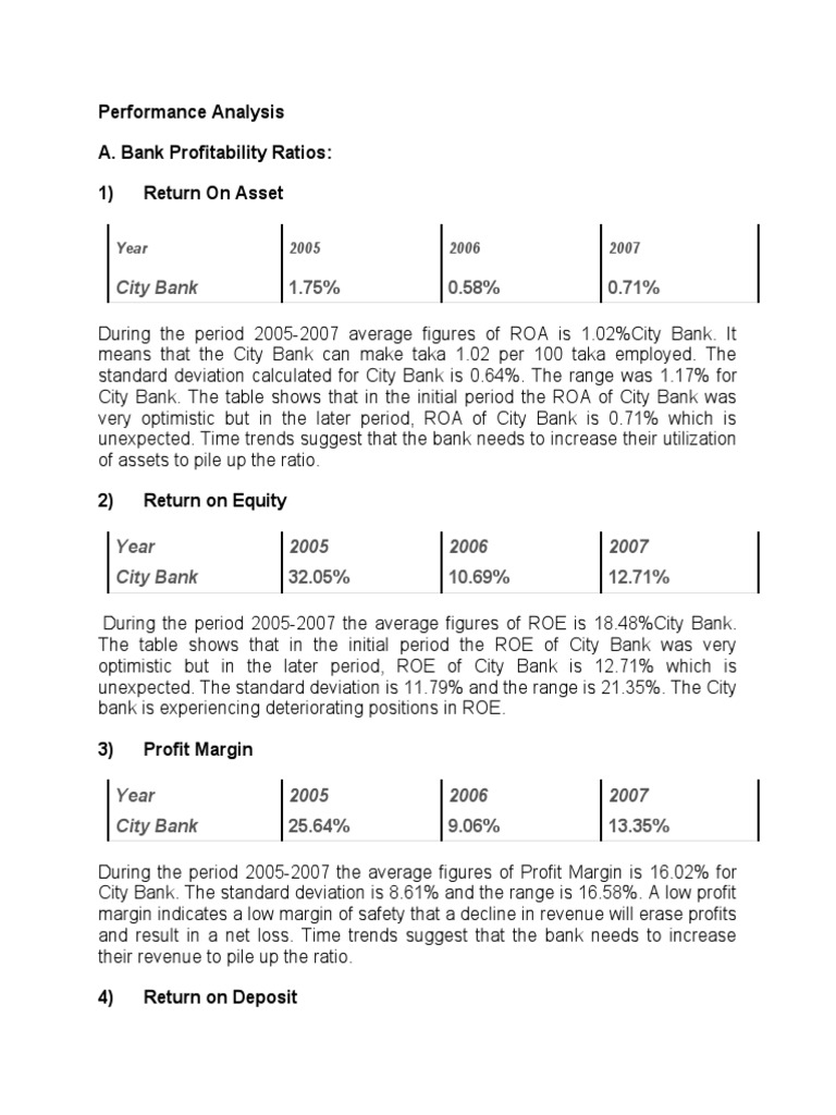City Bank Profitability & Efficiency Analysis 2005-2007 | PDF | Banks ...