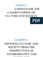 Lesson-1: Starting Points For The Understanding of Culture and Society