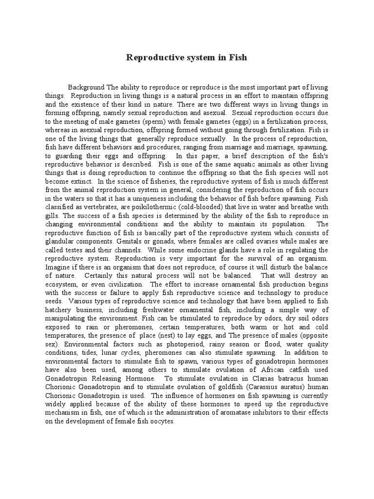 Fish Reproduction Insights | PDF | Reproduction | Reproductive System