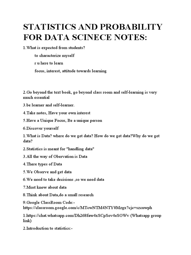 Statistics and Probability For Data Scinece Notes | PDF | Correlation ...
