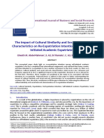 The Impact of Cultural Similarity and Social Network Characteristics On Re-Expatriation Intention Among Self-Initiated Academic Expatriates