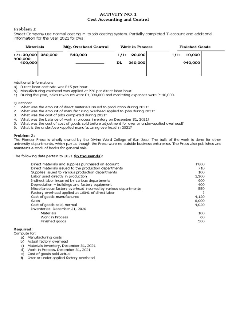 Activity No. 1 September 2 | PDF | Cost Of Goods Sold | Inventory