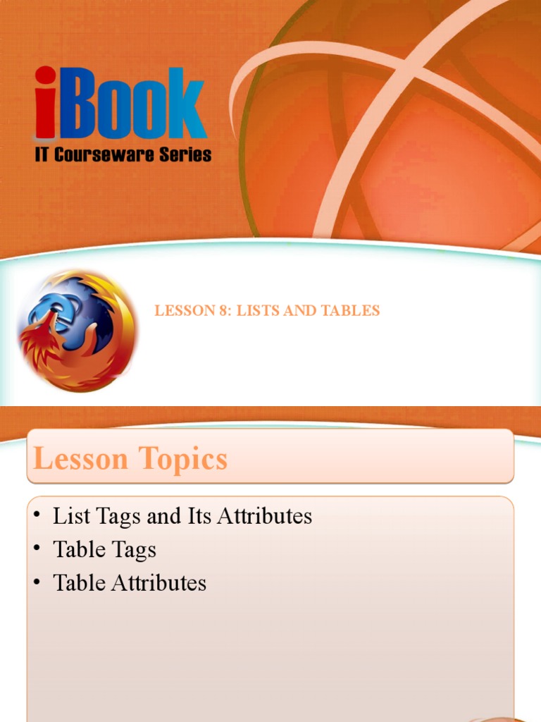 HTML Lists and Tables: An Overview of List and Table Tags and ...