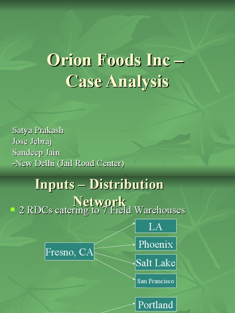 Orion Food Systems Distribution Analysis | PDF | Inventory | Business