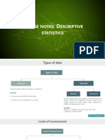 Ourse Notes Escriptive Statistics: Course Notes: Descriptive Statistics Course Notes: Descriptive Statistics