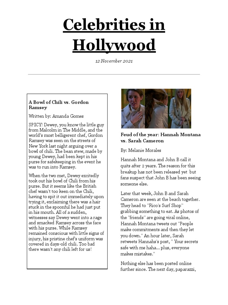 Celebrity Feuds and Chili Drama | PDF