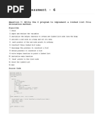 Assessment - 6: Question 1: Write The C Program To Implement A Linked List File Allocation Method