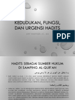 Kedudukan Fungsi Dan Urgensi Hadits