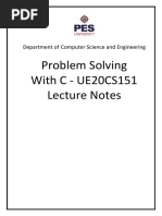 Problem Solving With C - UE20CS151 Lecture Notes: Department of Computer Science and Engineering