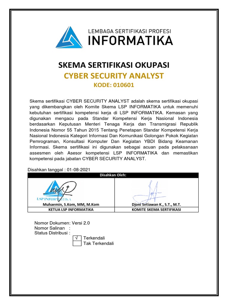 4b159 17 Skema Sertifikasi Cyber Security Analyst Versi 2.0 | PDF