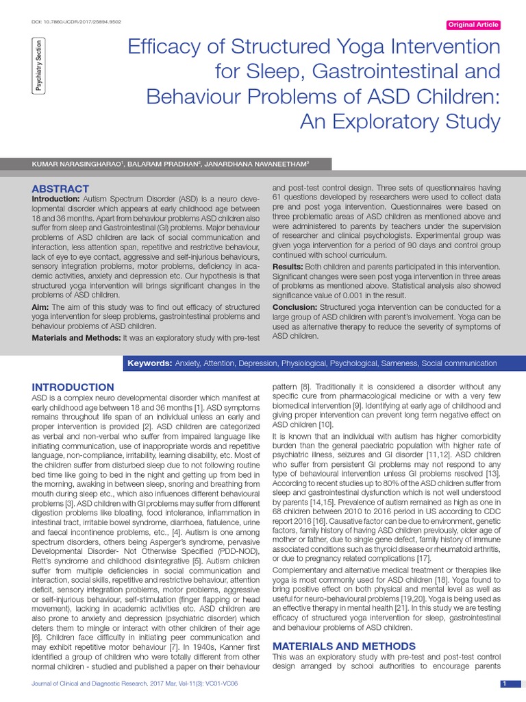 Efficacy of Structured Yoga Intervention | PDF | Autism Spectrum | Autism