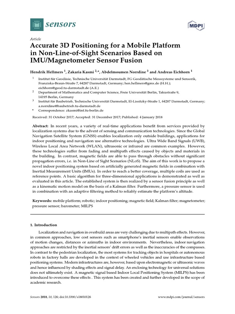 3D Indoor Positioning Using IMU and Magnetic Fields | PDF | Inertial ...