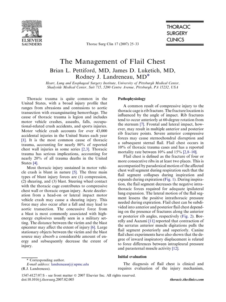 The Management of Flail Chest Brian L. Pettiford, MD, James D