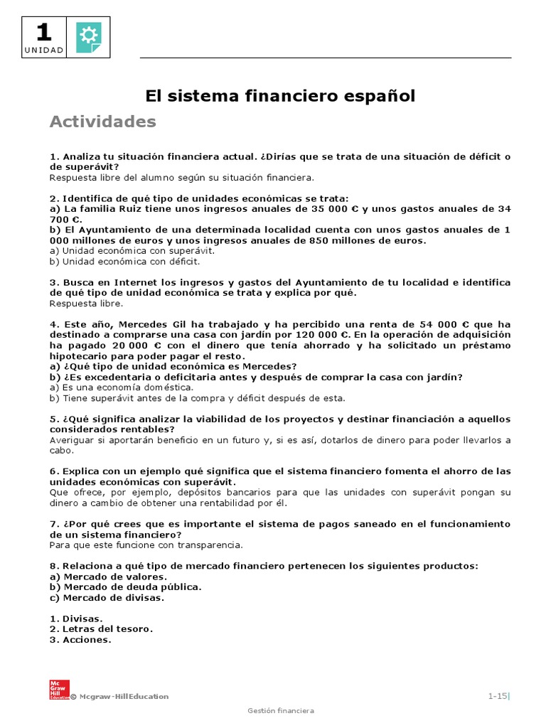 Tema 1 Sol Financiera | PDF | Bancos | Sistema financiero