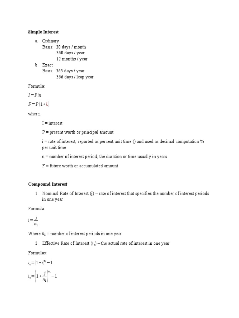 Simple Interest: I Pin F P (1+ | PDF