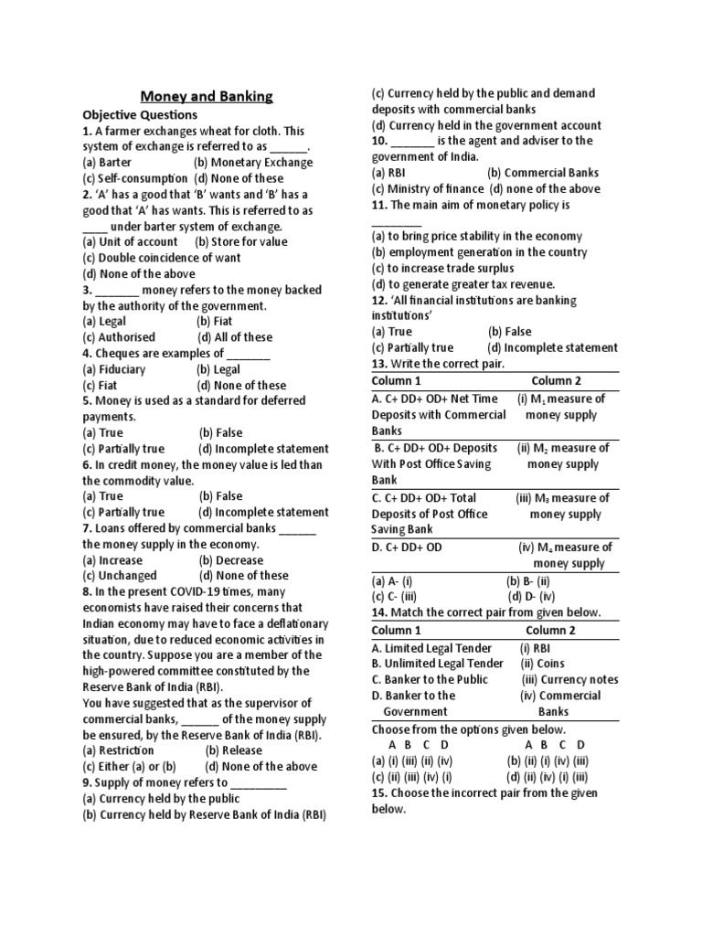 Money and Banking Objective Descargar gratis PDF Money Money Supply